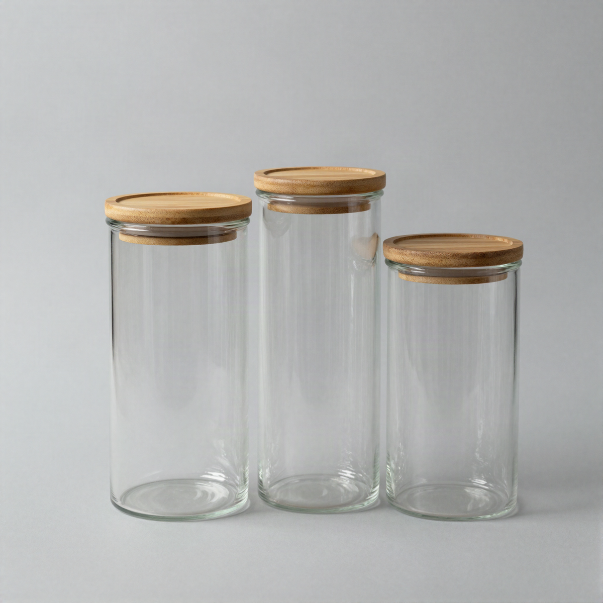 Glass Storage Jar Set with Bamboo Lids