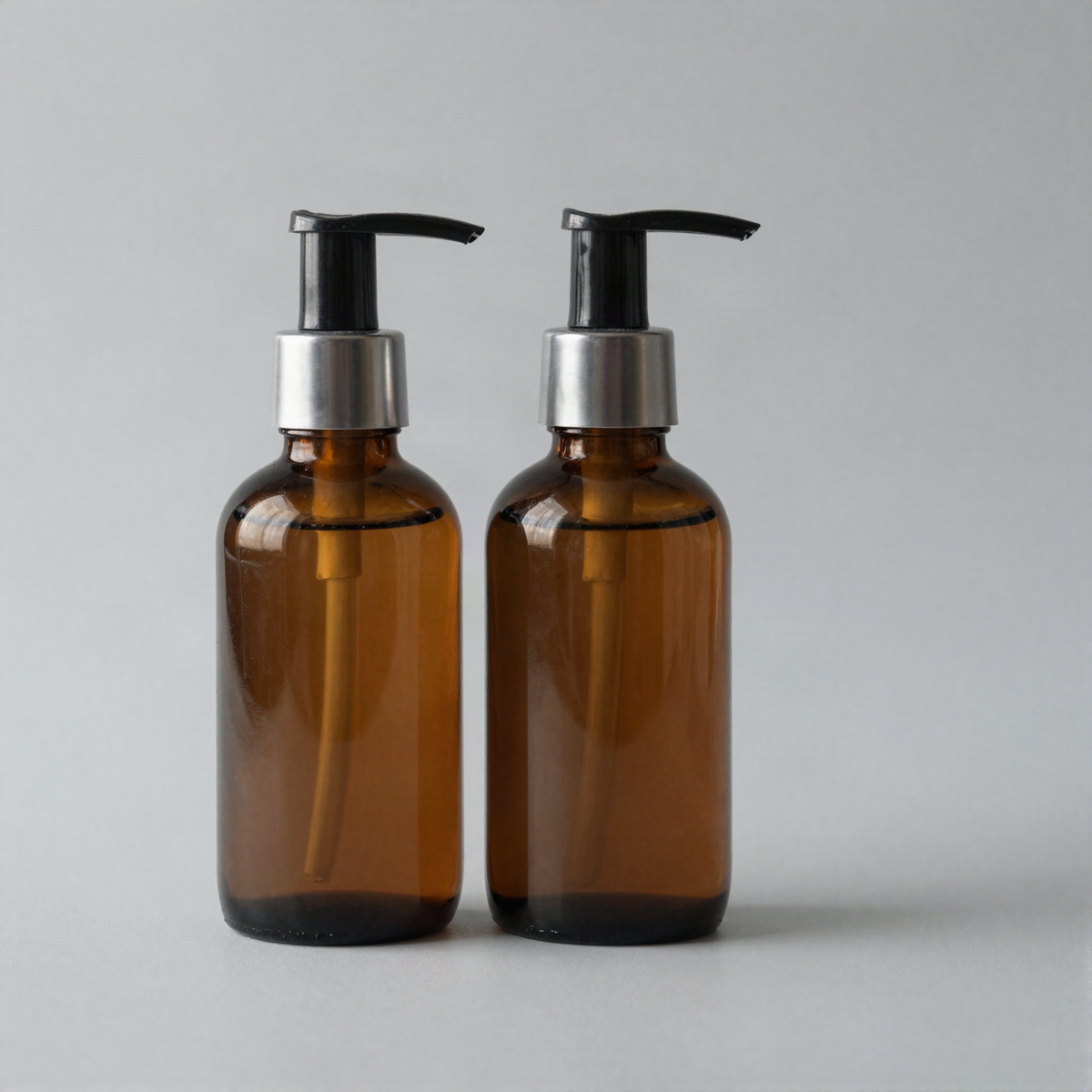 Amber Glass Pump Bottle Set