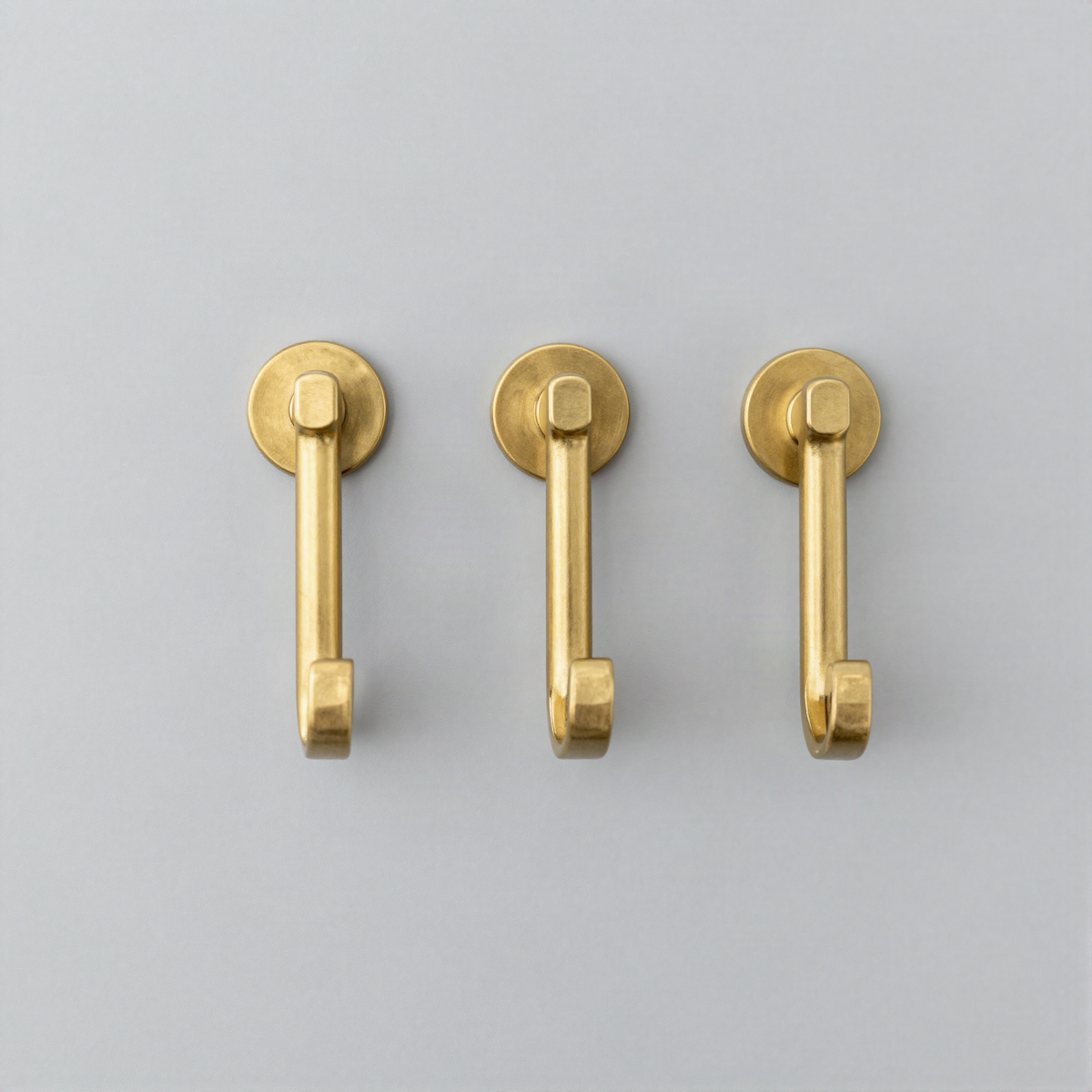 Solid Brass Wall Hooks, Set of Four